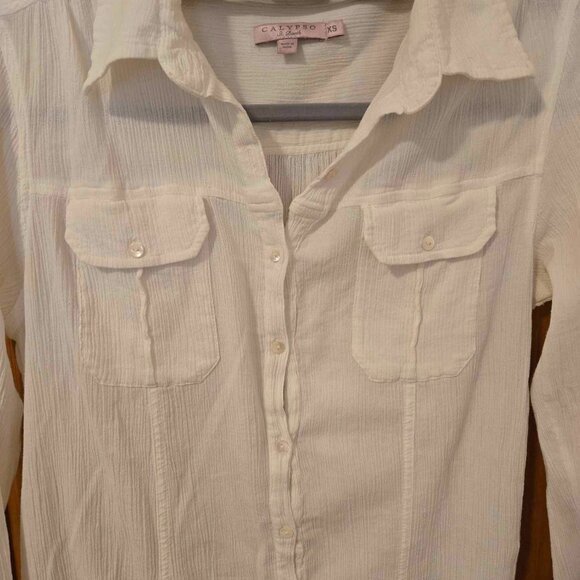 CALYPSO ST. BARTH White Long Sleeve 100% Cotton Tunic Dress / Swimsuit Cover Up - Picture 2 of 3